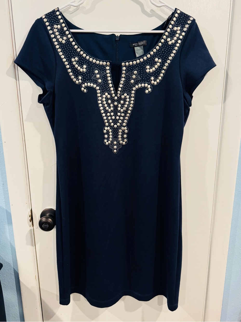 Bisou Bisou women size 12 embellished Scoop Neck Dress beaded feminine business